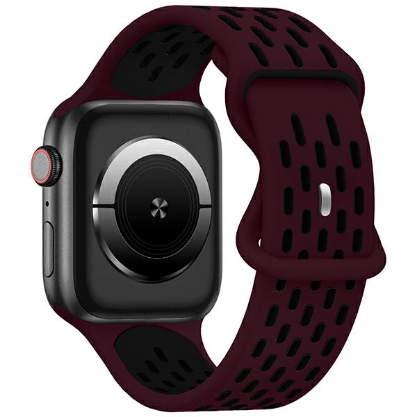 Curea Beline New Sport Silicone compatibila cu Apple Watch 38/40/41mm, Negru / Visiniu 1 Lerato.ro