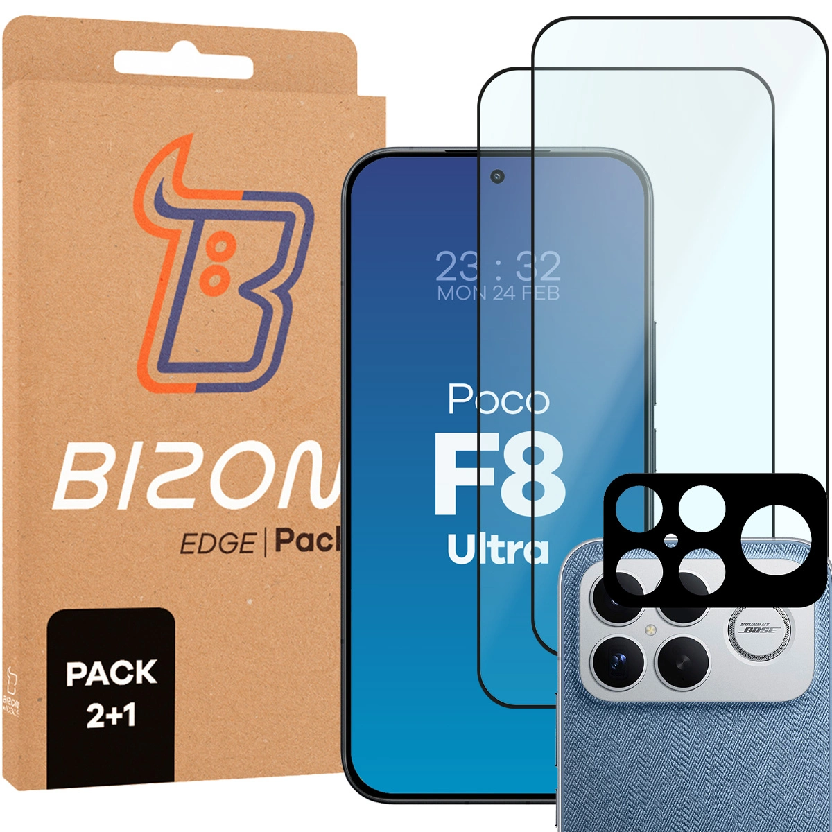 Pudełko i zestaw szkieł do Xiaomi POCO F8 Ultra: 2x szkło hartowane i lens