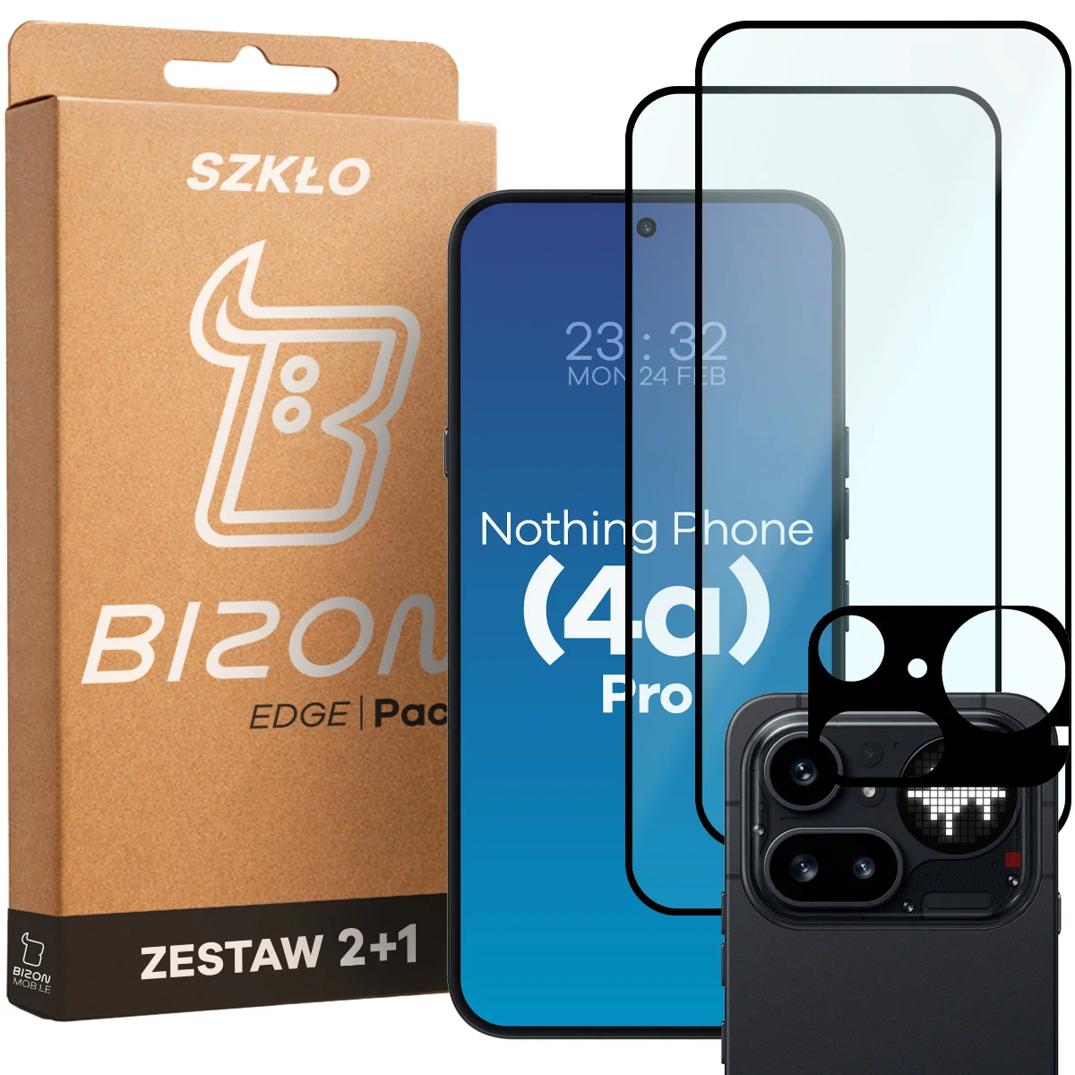 Cutie și set de sticle pentru Nothing Phone (4a) Pro: 2x sticlă securizată și protecție cameră