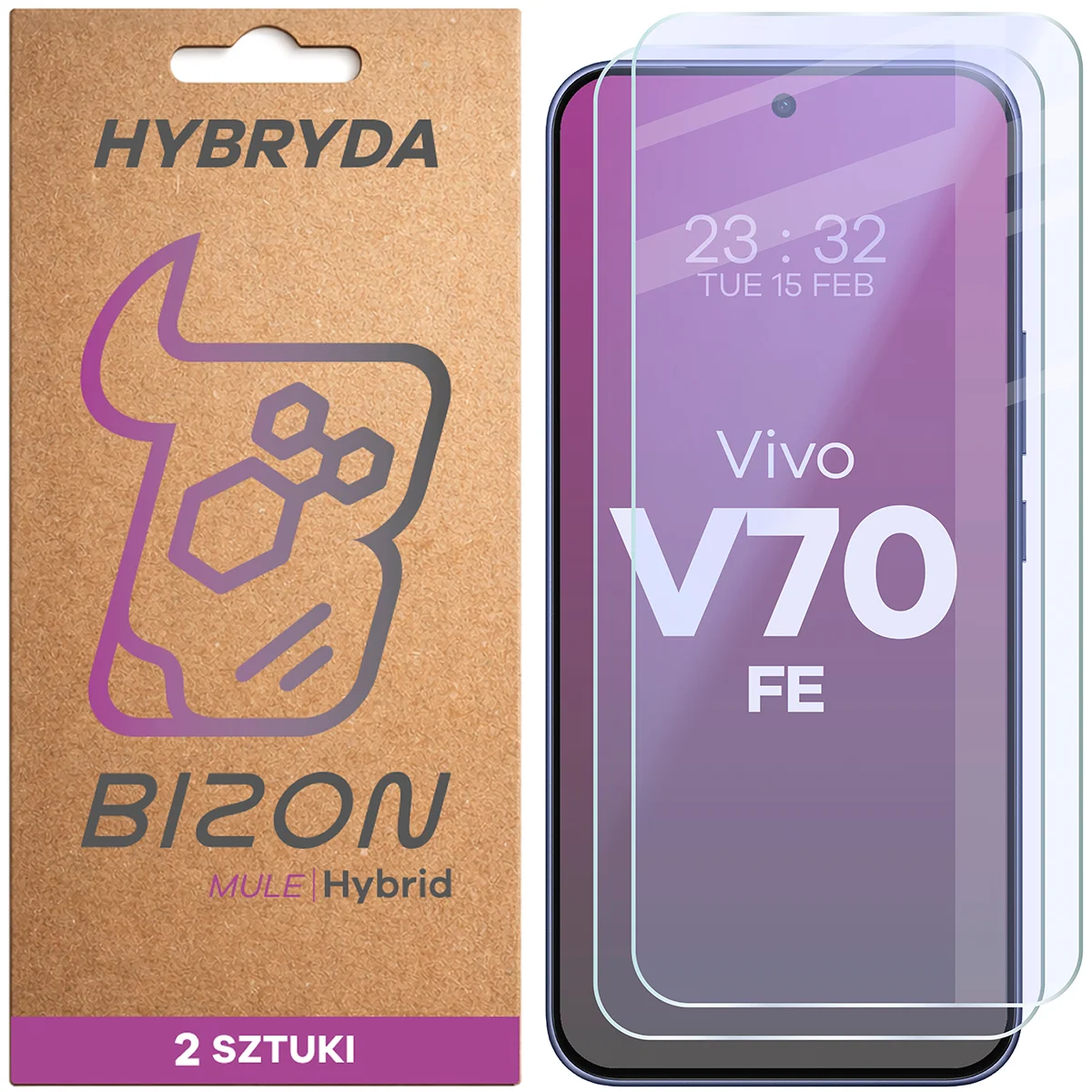Sticlă hibridă Bizon Hybrid Mule Duo pentru Vivo V70 FE 5G