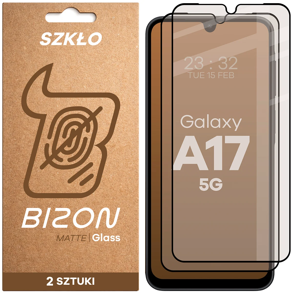 Set 2 folii sticla securizata Bizon Glass Matte Duo compatibile cu Samsung Galaxy A17 5G, Negru 1 Lerato.ro