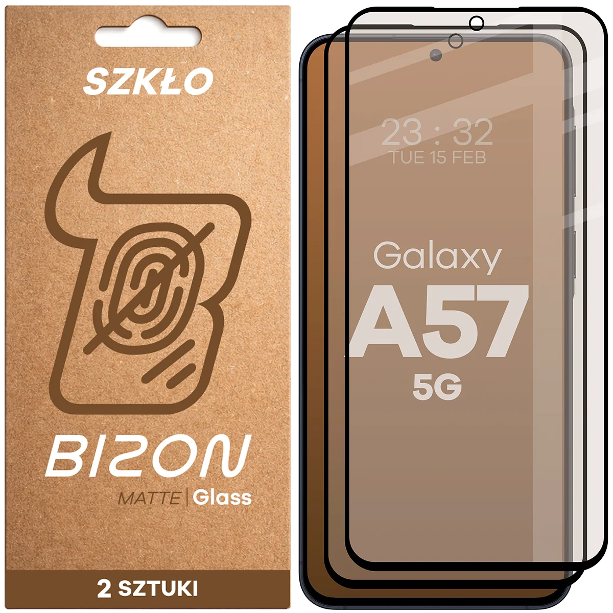Set 2 folii sticla securizata Bizon Glass Matte Duo compatibile cu Samsung Galaxy A57 5G, Negru 1 Lerato.ro