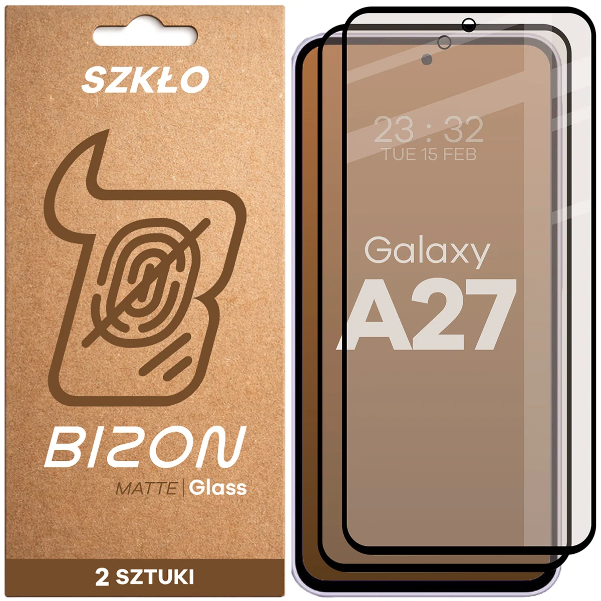 Set 2 folii sticla securizata Bizon Glass Matte Duo compatibile cu Samsung Galaxy A27 5G, Negru 1 Lerato.ro