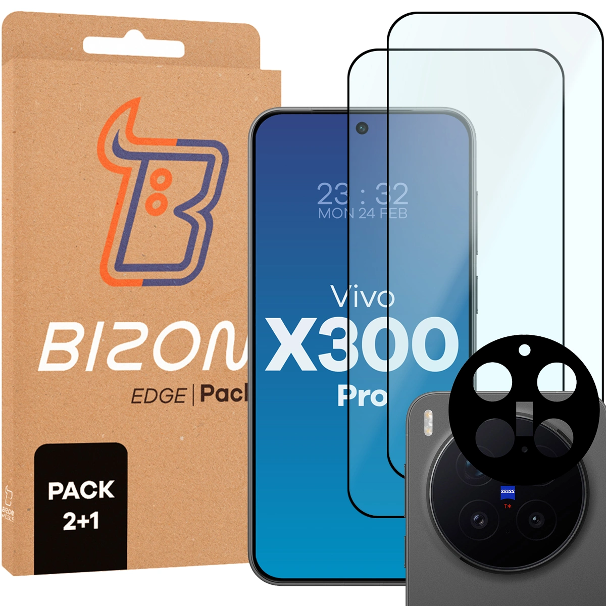 Pudełko i zestaw szkieł do Vivo X300 Pro: 2x szkło hartowane i lens