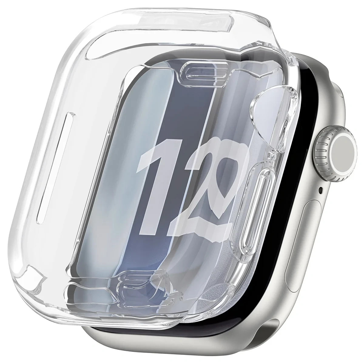 Carcasa cu protectie ecran BizonMobile Felipe compatibila cu Apple Watch 12 (42 mm), Transparent