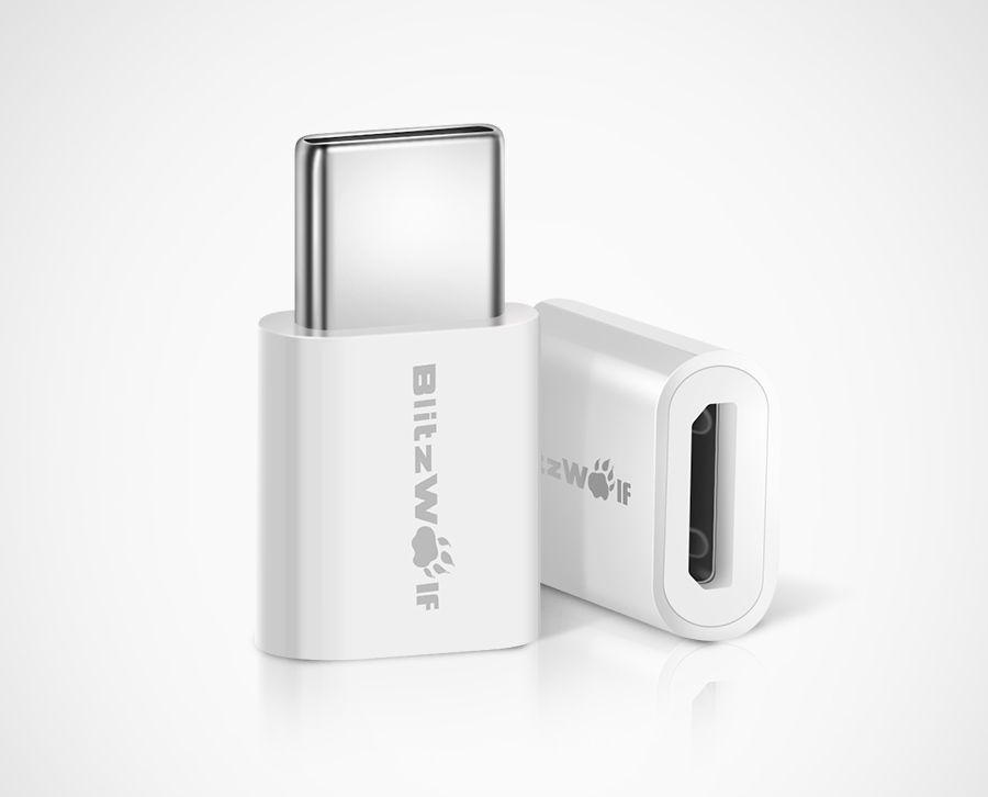 Adaptor BlitzWolf BW-A2 Micro USB mama - USB-C tata, Alb 1 Lerato.ro