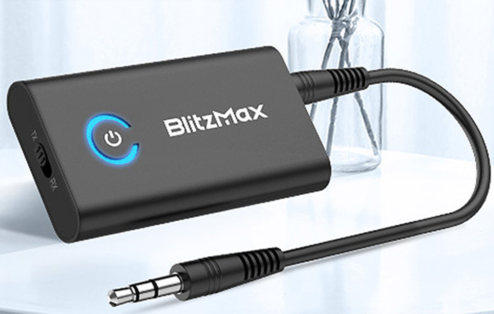 Transmitator si receptor audio BlitzMax BT05, Bluetooth 5.2, 250mAh, Autonomie 20h, Incarcare USB-C, Intrare / Iesire Jack 3.5mm, Negru 1 Lerato.ro