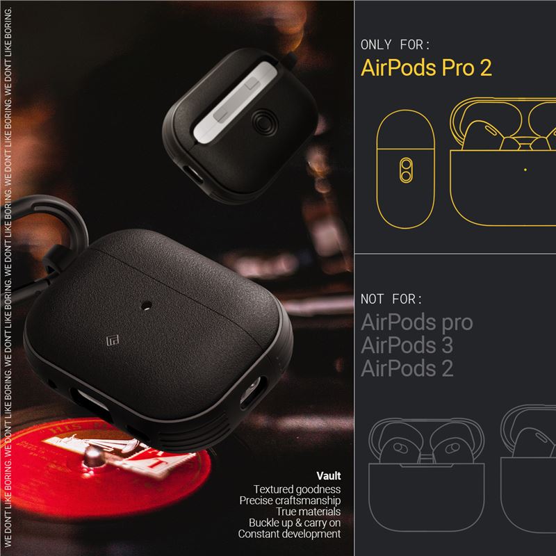 Carcasa Caseology Vault compatibila cu Apple AirPods Pro / Pro 2 Matte Black 1 Lerato.ro