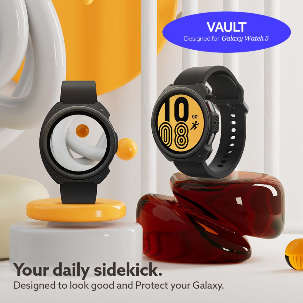 Carcasa Caseology Vault compatibila cu Samsung Galaxy Watch 4/5 44mm Matte Black 1 Lerato.ro