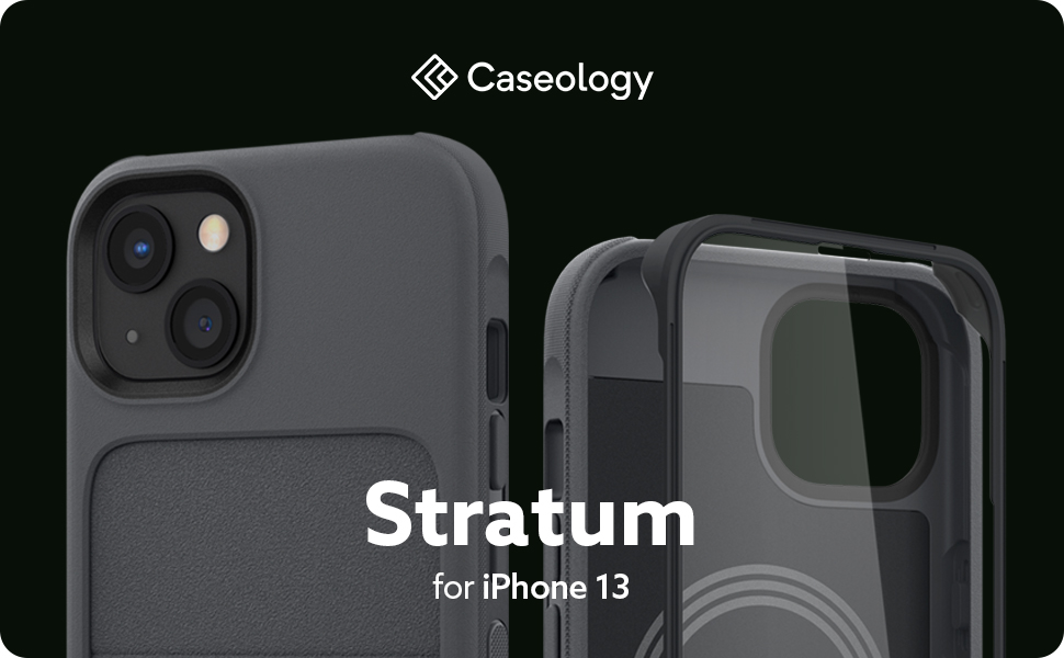 Carcasa 360 grade Caseology Stratum MagSafe compatibila cu iPhone 13, Protectie display, Gri 1 Lerato.ro