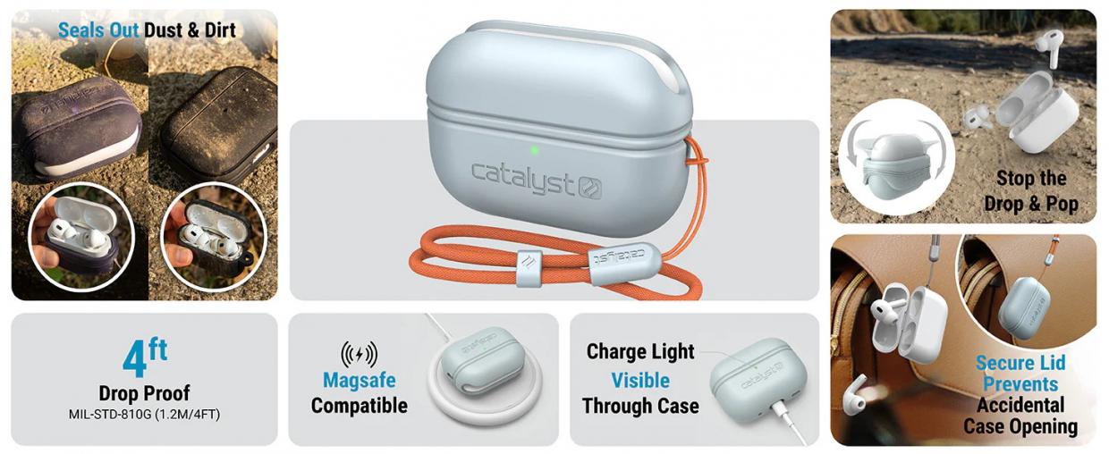 Carcasa Catalyst Essential compatibila cu Apple AirPods Pro 2 Blue 1 Lerato.ro