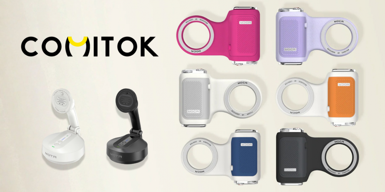 Stand birou Comitok Mota, Compatibil MagSafe, Unghi ajustabil, Baterie 2550mAh, Port USB-C, Alb 1 Lerato.ro