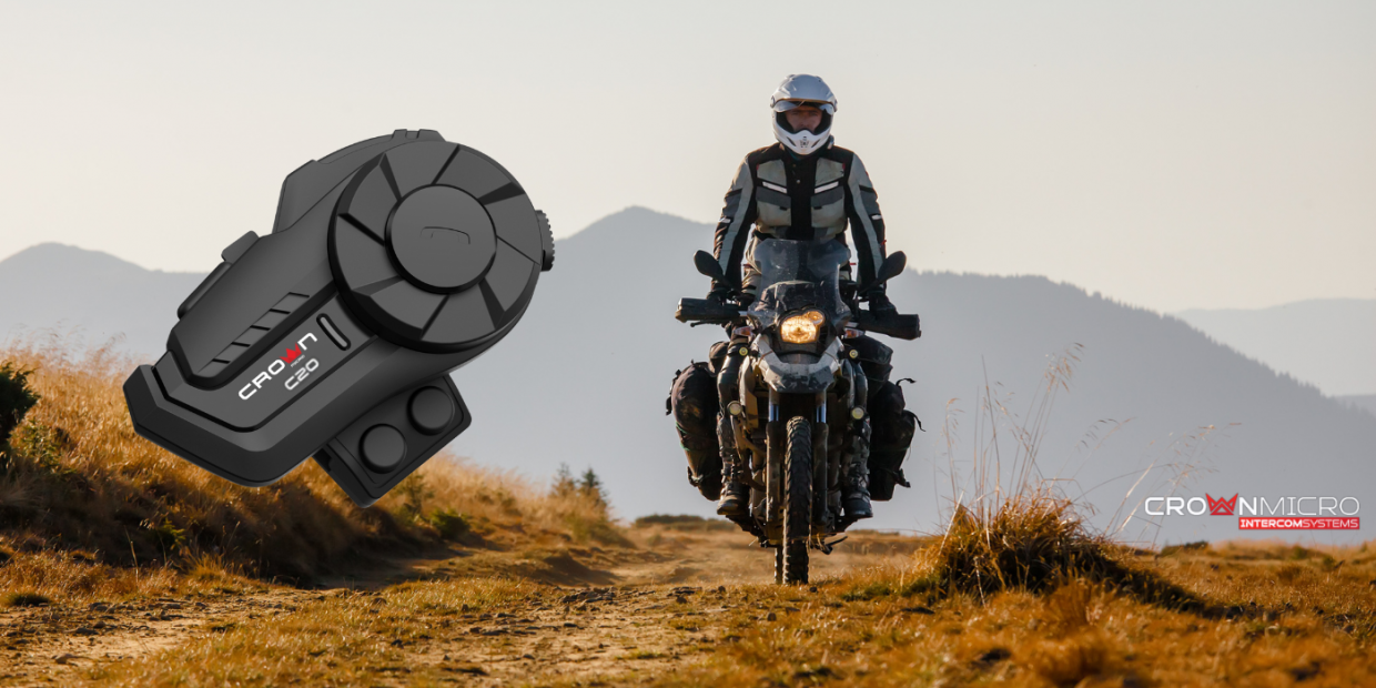 Intercom motocicleta Crown C20, Bluetooth 5.1, 1000mAh, IP67, USB-C, Negru 1 Lerato.ro