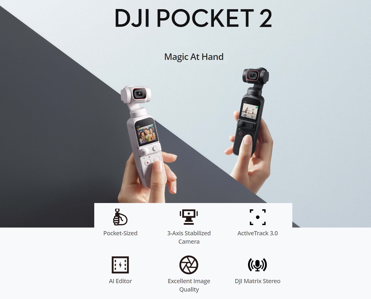Camera video sport Dji Osmo Pocket 2, 64MP, 4K, timp the functionare 140 minute, 875 mAh, Negru 1 Lerato.ro