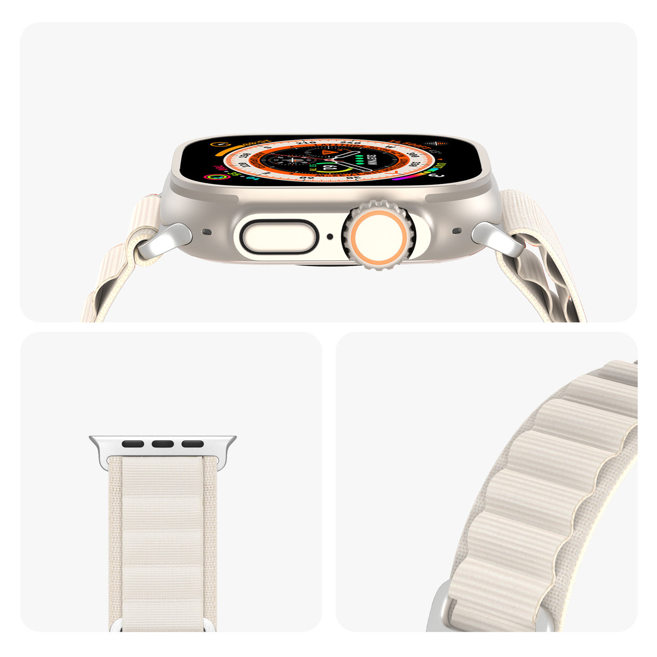 Curea textila DuxDucis Sports GS compatibila cu Apple Watch 4/5/6/7/8/SE/Ultra 42/44/45/49mm White 1 Lerato.ro