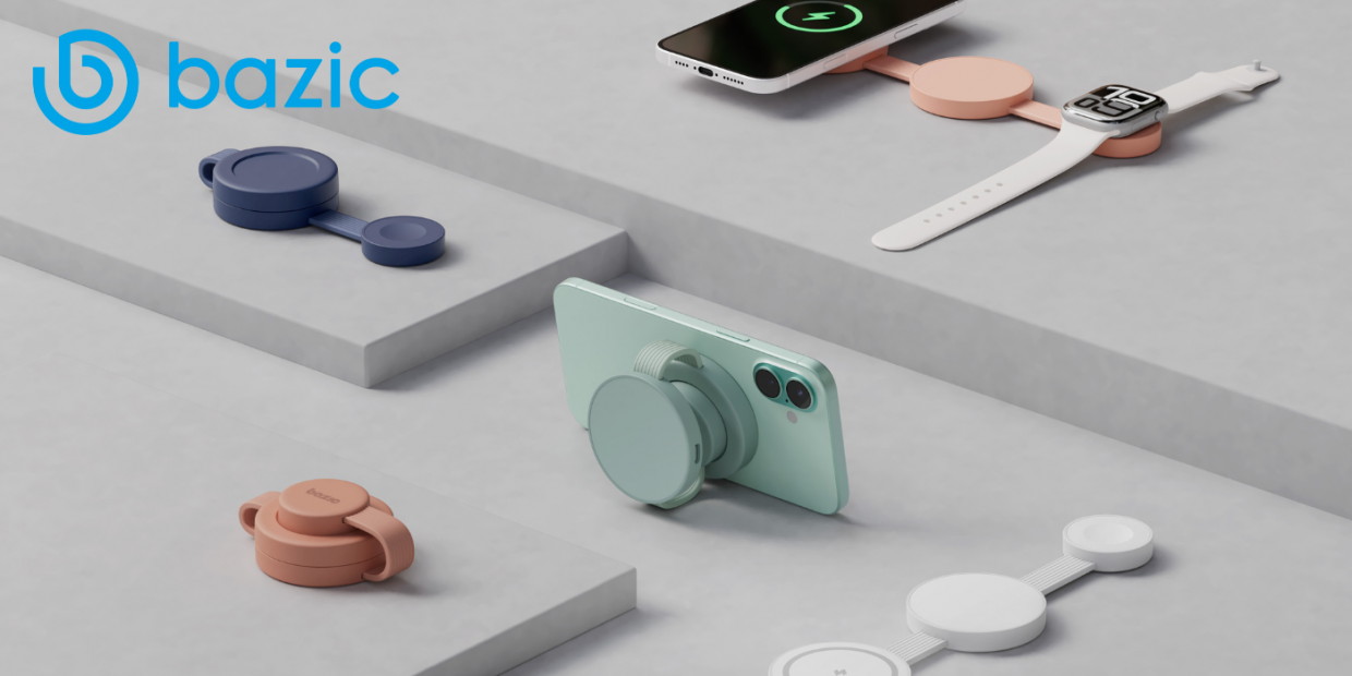 Incarcator wireless pliabil 3 in 1 Bazic GoMag Trio 2, 15W, MagSafe, Gri 1 Lerato.ro