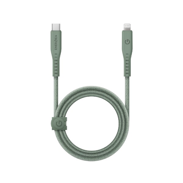 Cablu pentru incarcare si transfer de date ENERGEA Flow C94, USB-C la Lightning, 60W, 3A, 480Mbps, 1.5m, Verde 1 Lerato.ro