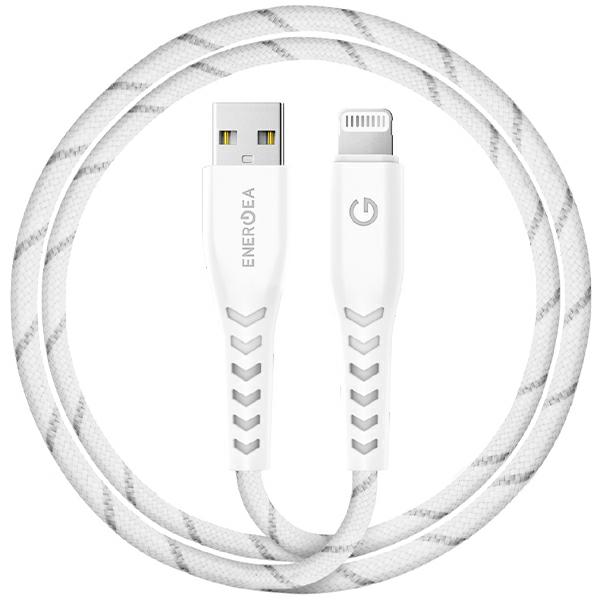 Cablu pentru incarcare si transfer de date ENERGEA Nyloflex C89, USB-A la Lightning, 3A, 480Mbps, 1.5m, Alb 1 Lerato.ro