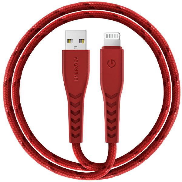 Cablu pentru incarcare si transfer de date ENERGEA Nyloflex C89, USB-A la Lightning, 3A, 480Mbps, 1.5m, Rosu 1 Lerato.ro