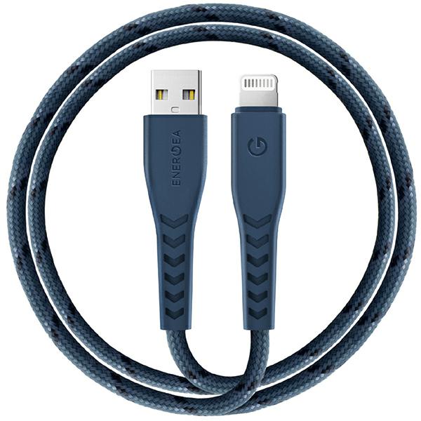 Cablu pentru incarcare si transfer de date ENERGEA Nyloflex C89, USB-A la Lightning, 3A, 480Mbps, 1.5m, Albastru 1 Lerato.ro