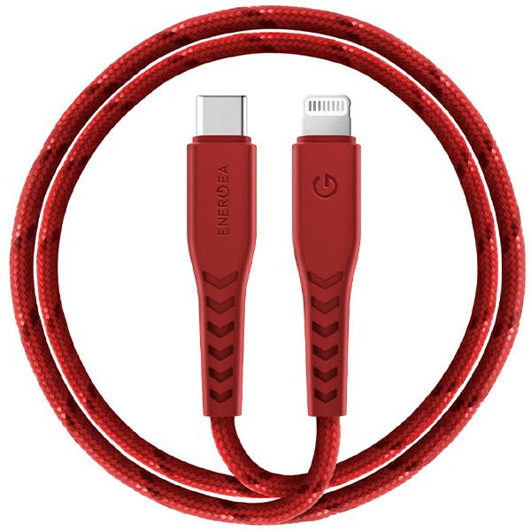 Cablu pentru incarcare si transfer de date ENERGEA Nyloflex C94, USB-C la Lightning, 3A, 480Mbps, 1.5m, Rosu 1 Lerato.ro