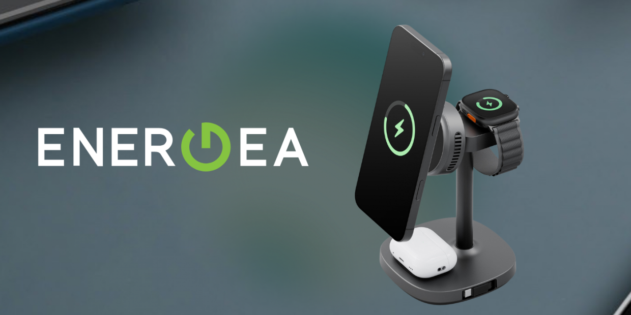 Statie de incarcare 4 in 1 Energea MagArctic, Compatibil MagSafe, Wireless Charging, PD 18W, 3A, USB-C, Gri 1 Lerato.ro