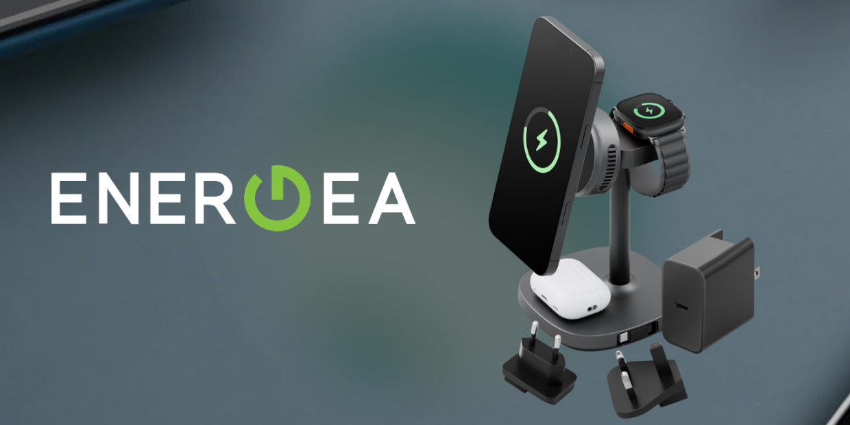 Incarcator Wireless Energea MagArctic Stand 4in1, Compatibil MagSafe, Putere 15W, 3A, USB-C, Gunmetal 1 Lerato.ro