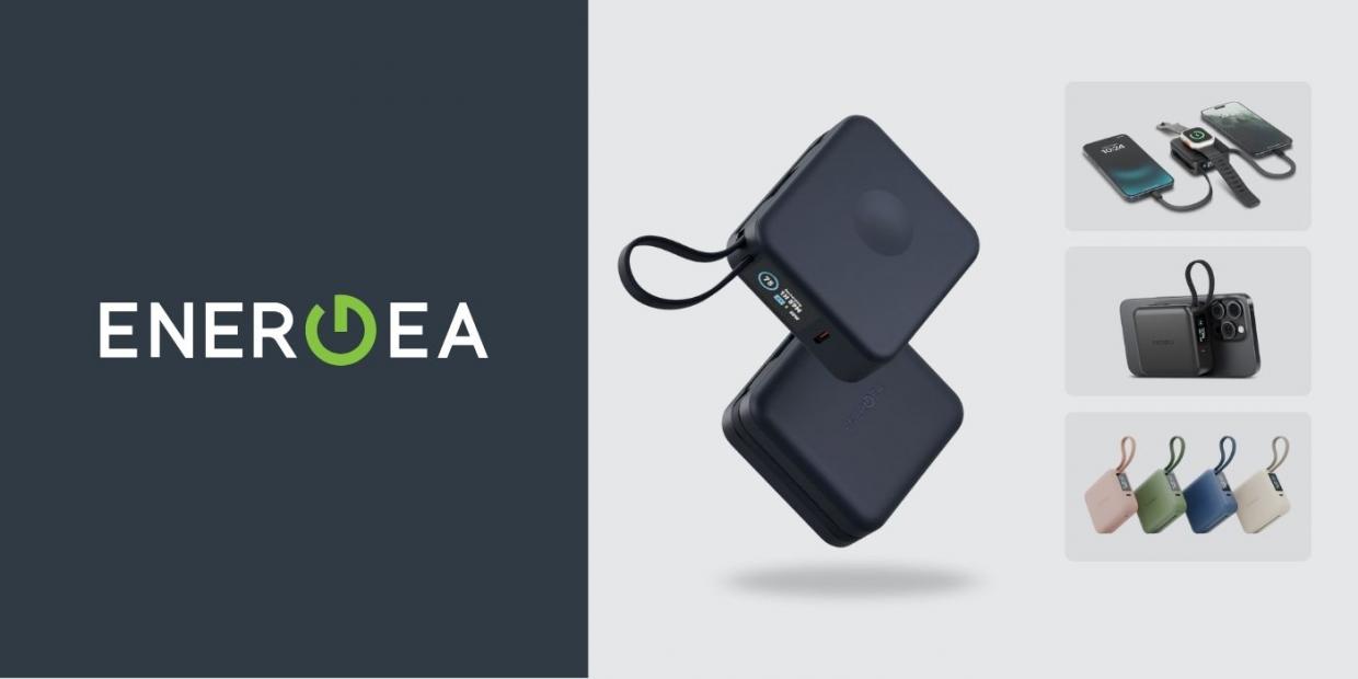 Baterie externa Energea MagPac Mini Plus, 10000mAh, 20W, Incarcare Wireless 15W, 1x USB-C, 2x Cablu USB-C, Albastru 1 Lerato.ro