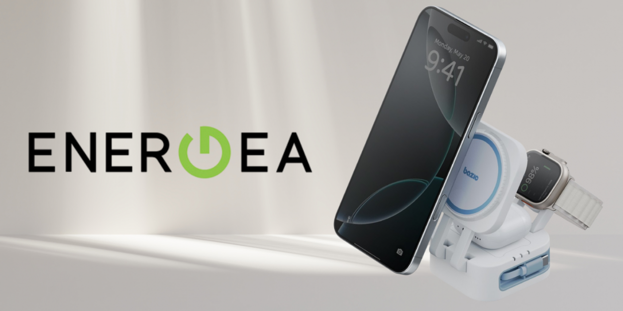 Incarcator Wireless 3 in 1 Energea Bazic GoMag Station Mini cu MagSafe, Pliabil, Incarcare Wireless 15W, Cablu USB-C incorporat, Alimentare USB-C, Alb 1 Lerato.ro