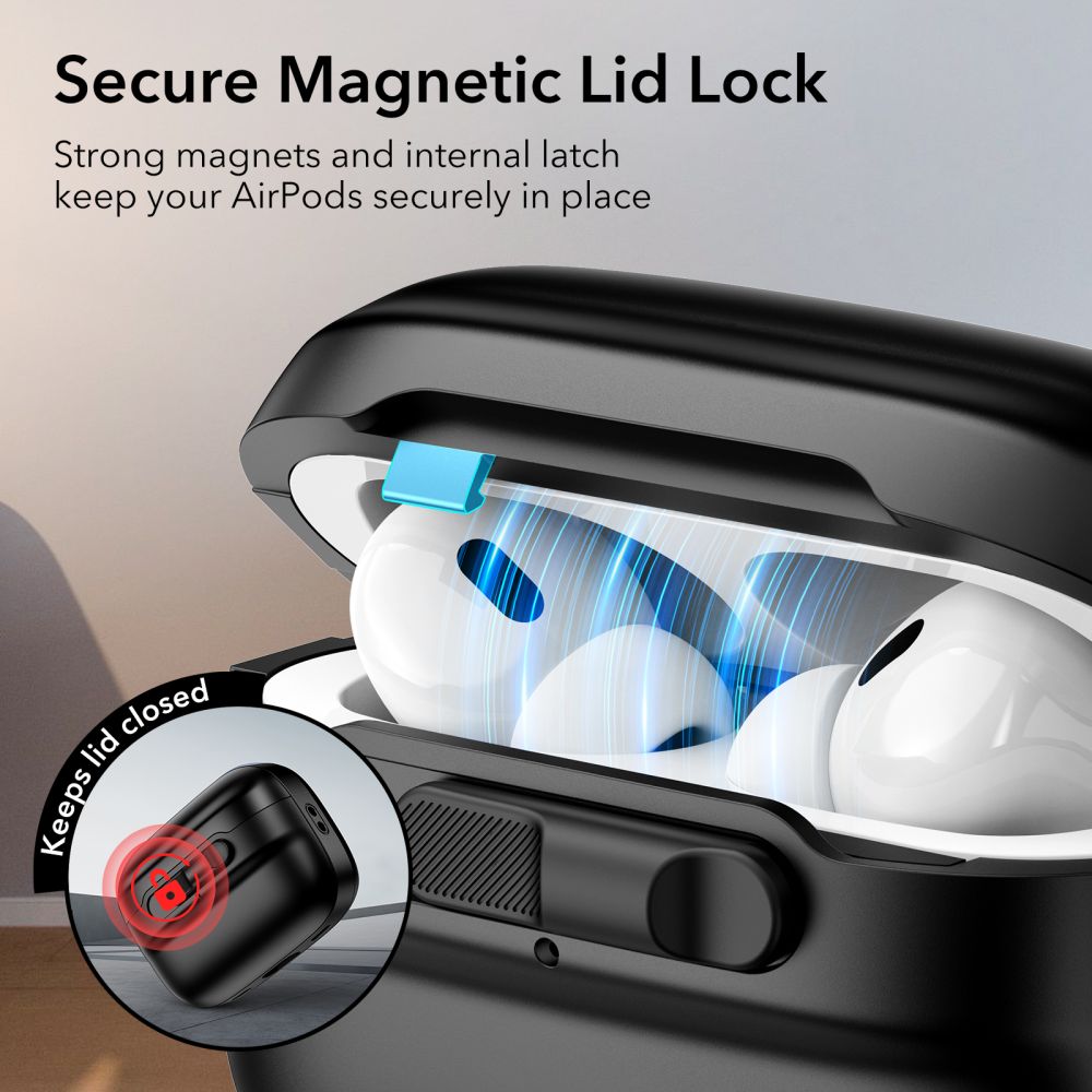 Carcasa ESR Pulse Halolock MagSafe compatibila cu Apple AirPods Pro / Pro 2 Black 1 Lerato.ro
