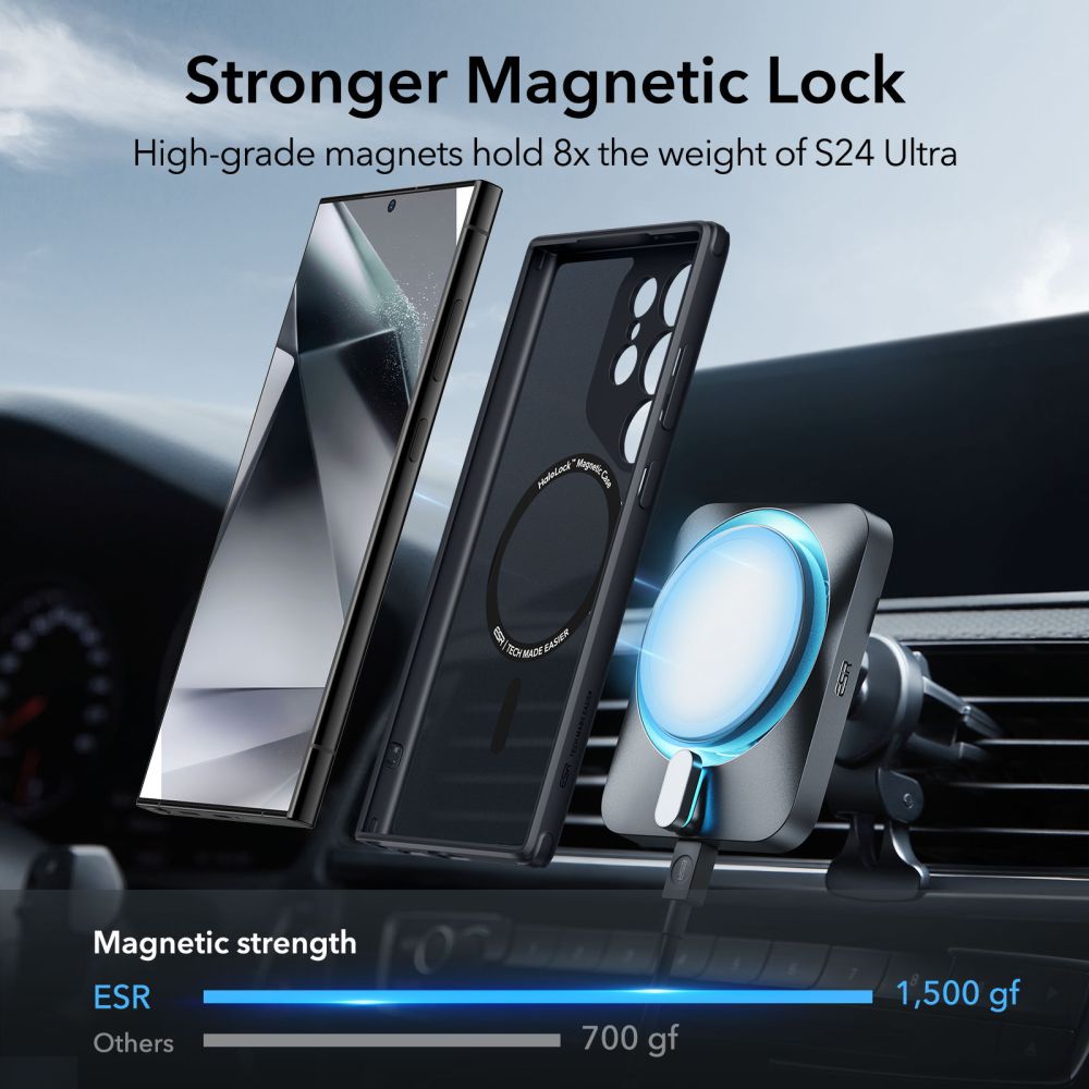 Carcasa ESR Classic Hybrid Halolock MagSafe compatibila cu Samsung Galaxy S24 Ultra Frosted Black 1 Lerato.ro