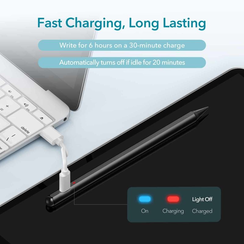 Stylus pen ESR Digital Plus Magnetic compatibil cu tablete Apple, LED, Cablu USB-C inclus, Negru 1 Lerato.ro