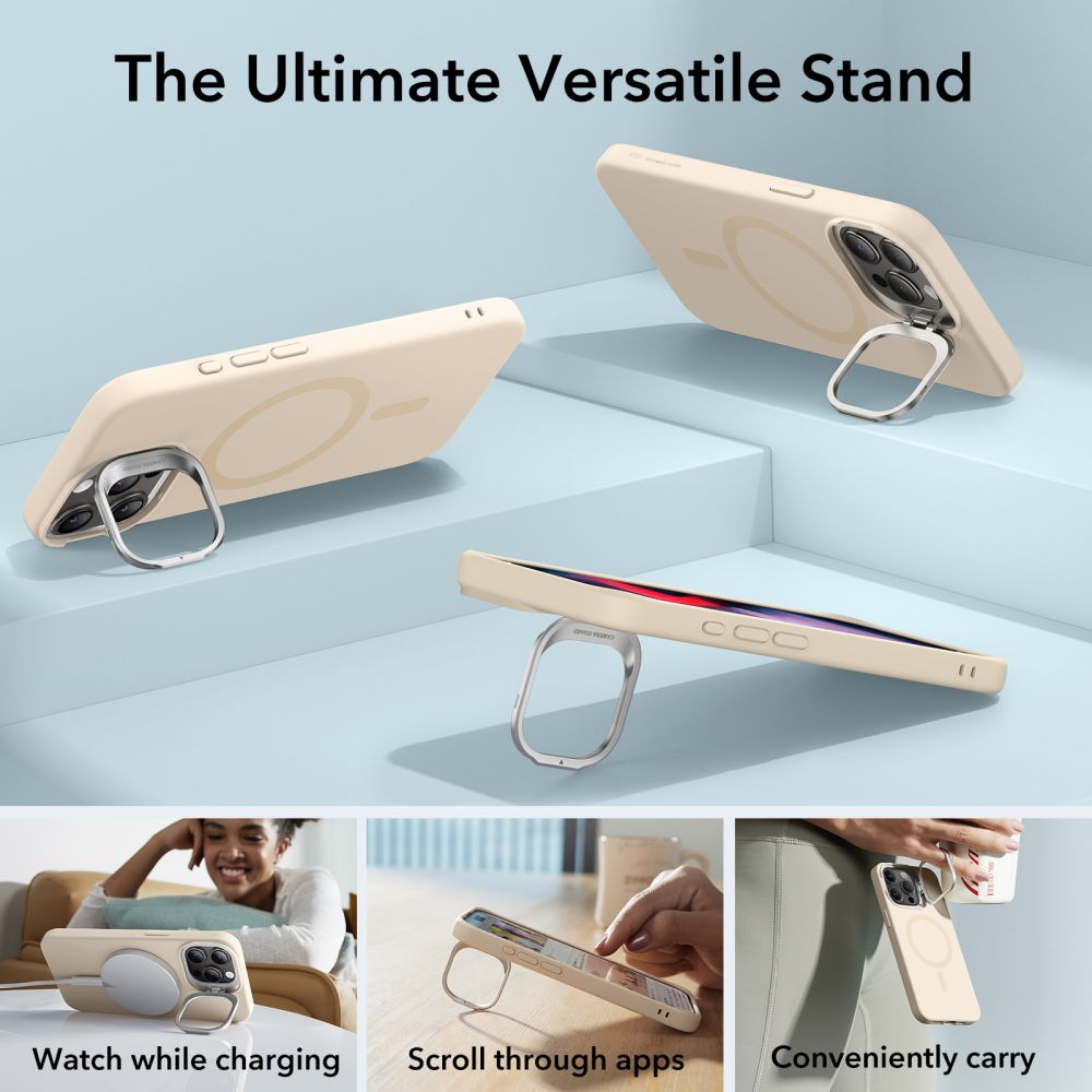Carcasa ESR Cloud Kickstand Halolock MagSafe compatibila cu iPhone 15 Pro Max Beige 1 Lerato.ro