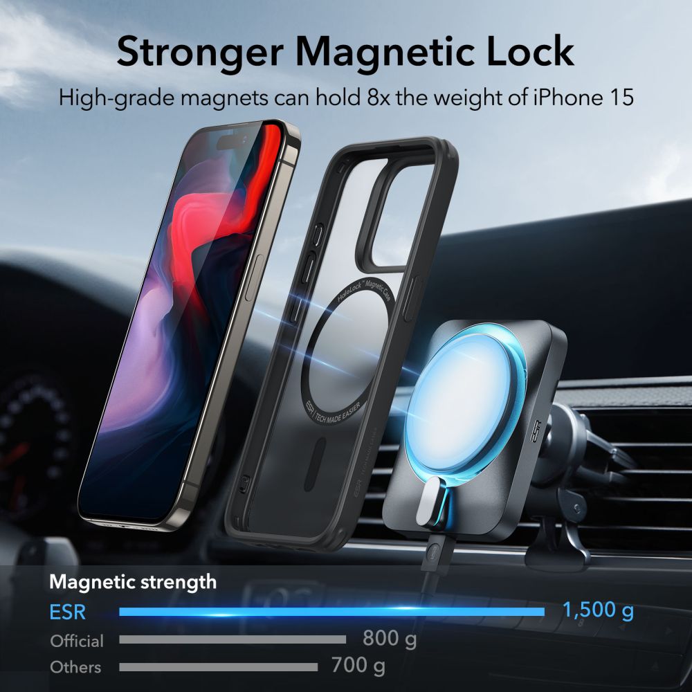 Carcasa ESR Classic Hybrid Halolock MagSafe compatibila cu iPhone 15 Pro Frosted Black 1 Lerato.ro
