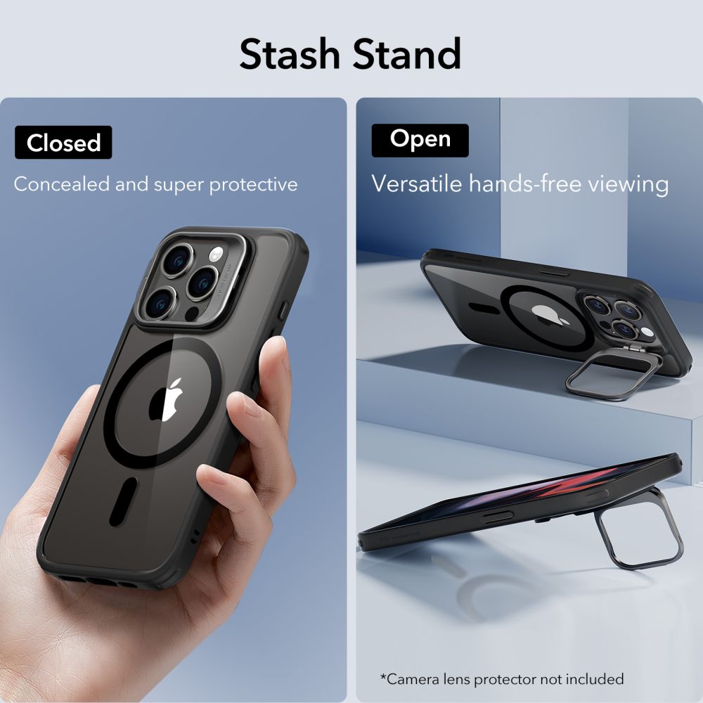 Carcasa ESR Classic Kickstand Halolock MagSafe compatibila cu iPhone 15 Pro Clear/Black 1 Lerato.ro