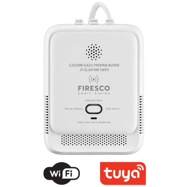 Detector de gaz propan / butan Firesco JY-ZL2010W, 85dB, Indicator LED, USB-C, WiFi, Conectare Tuya, Alb 1 Lerato.ro