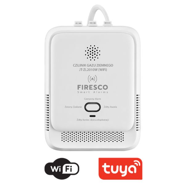 Detector de gaz Firesco JT-ZL2010W, 85dB, Indicator LED, USB-C, WiFi, Conectare Tuya, Alb 1 Lerato.ro