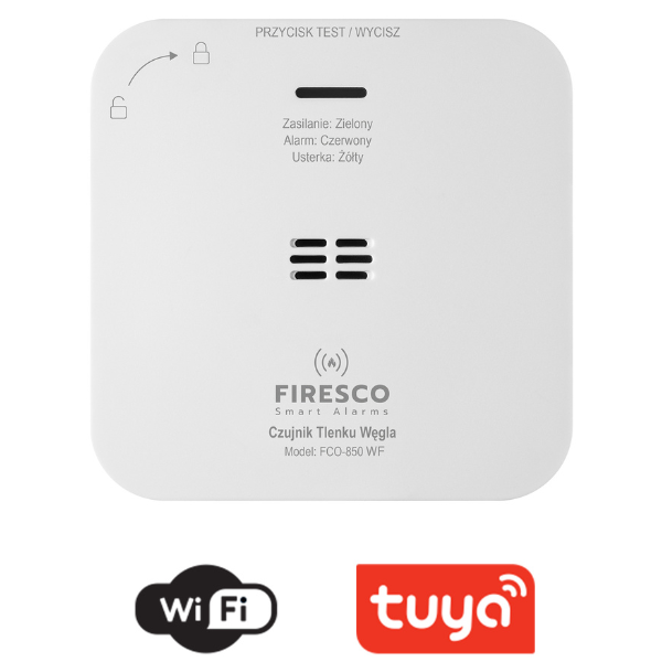 Detector de monoxid de carbon Firesco FCO-850 WF, 85dB, Indicator LED, WiFi, Conectare Tuya, Alb 1 Lerato.ro