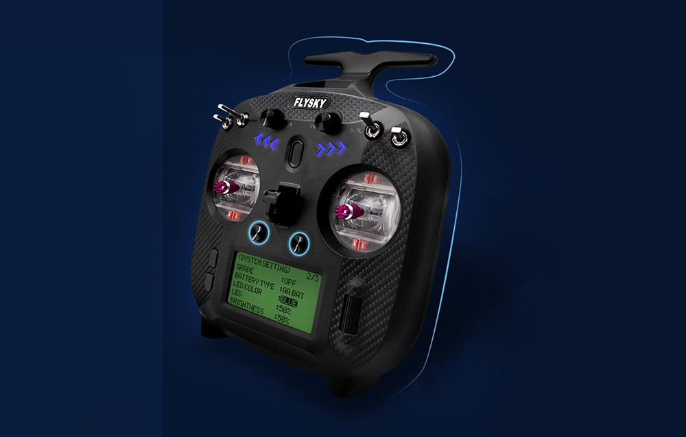 Set transmițător FlySky FS-ST8 + receptor SR8, 8-10 canale, Frecventa 2.4 GHz, Raza actiune 1000m, USB-C, Negru 1 Lerato.ro