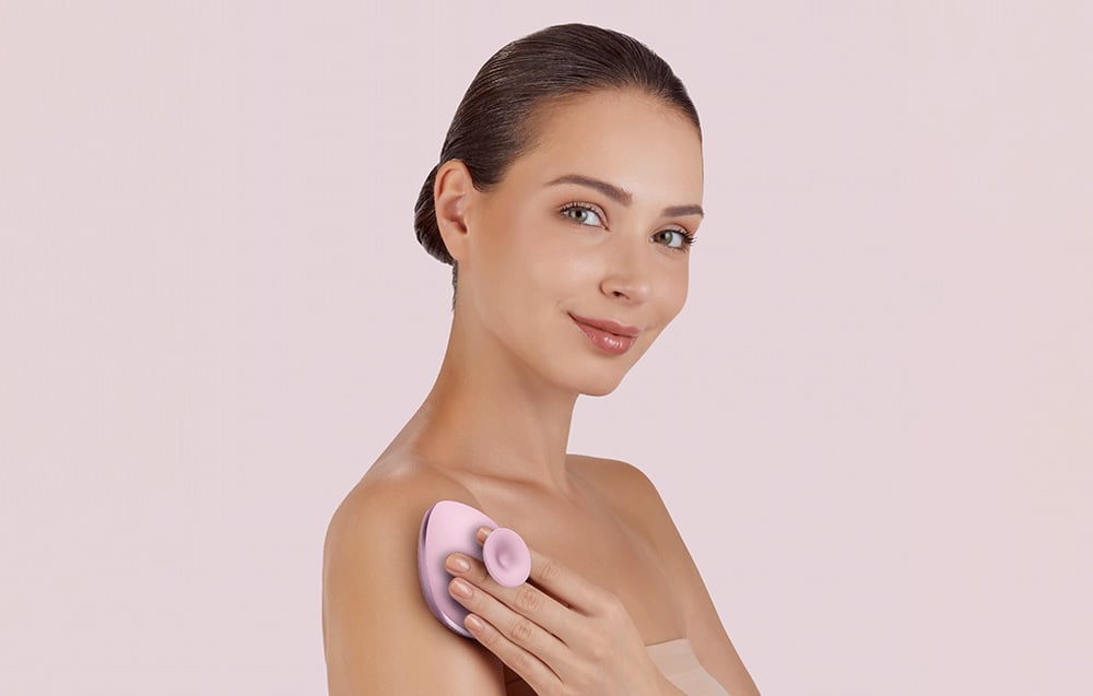 Perie de curatare pentru corp cu maner Geske 4 in 1, Silicon, Aplicatie dedicata, Roz 1 Lerato.ro