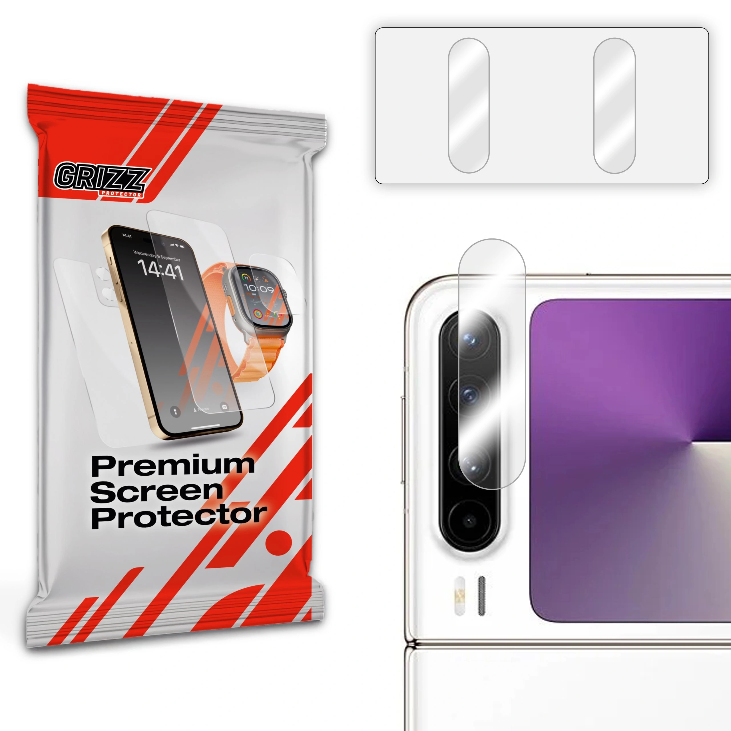 Set de 2 protectii camera foto GrizzGlass HybridGlass compatibile cu Huawei Pura X, Transparent