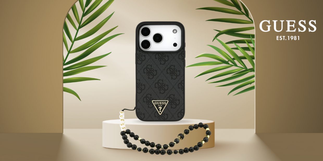 Carcasa Guess 4G Strap Triangle Logo cu MagSafe compatibila cu iPhone 17 Pro, Negru 1 Lerato.ro