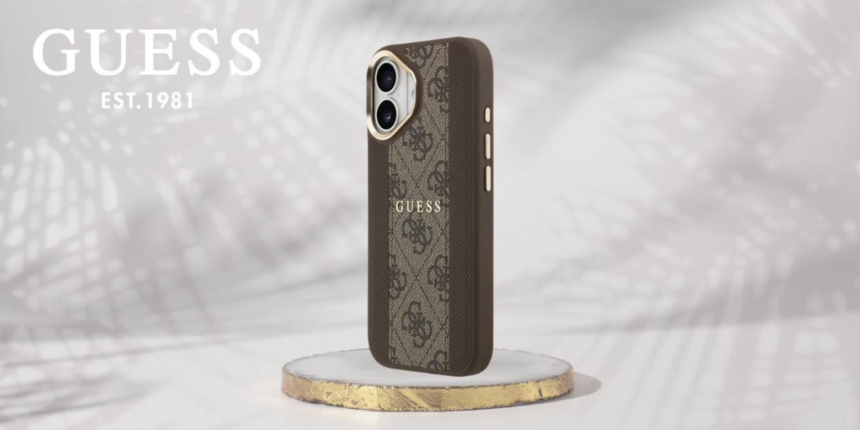 Carcasa Guess 4G Stripe cu MagSafe compatibila cu iPhone 17, Maro 1 Lerato.ro