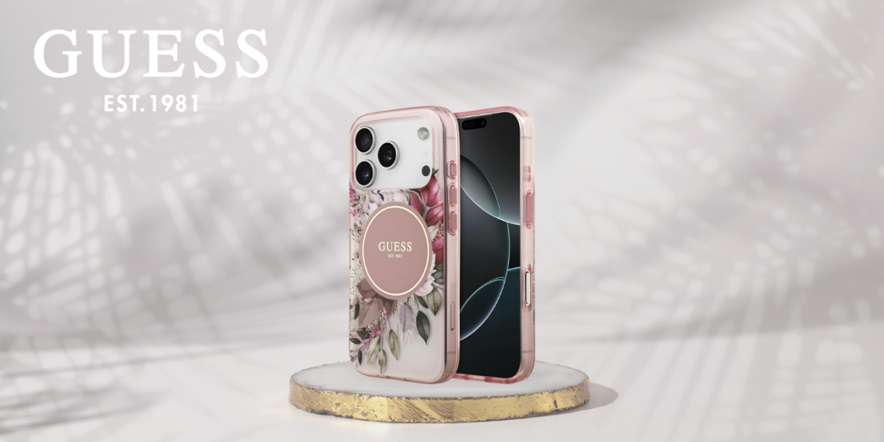 Carcasa Guess IML Flower Tonal Circle cu MagSafe compatibila cu iPhone 17 Pro, Roz 1 Lerato.ro