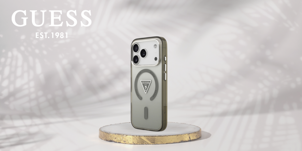 Carcasa Guess IML Gradient Triangle Logo cu MagSafe compatibila cu iPhone 17 Pro Max, Khaki 1 Lerato.ro