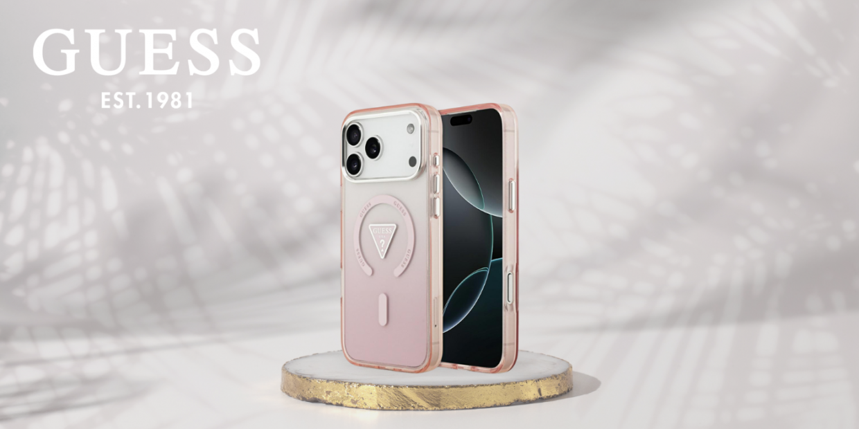 Carcasa Guess IML Gradient Triangle Logo cu MagSafe compatibila cu iPhone 17 Pro Max, Roz 1 Lerato.ro