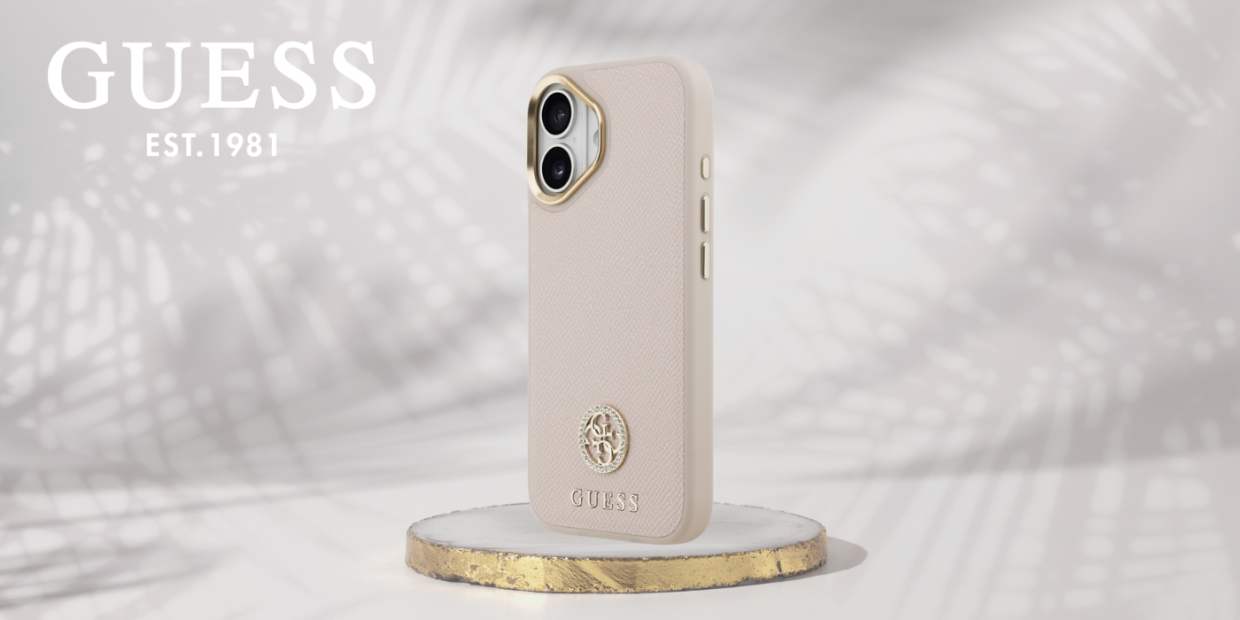 Carcasa Guess Grained Strass Logo cu MagSafe compatibila cu iPhone 17, Roz 1 Lerato.ro
