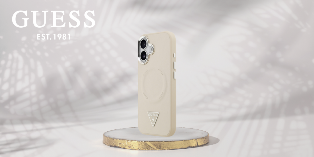 Carcasa Guess Triangle Logo cu MagSafe compatibila cu iPhone 17, Bej 1 Lerato.ro