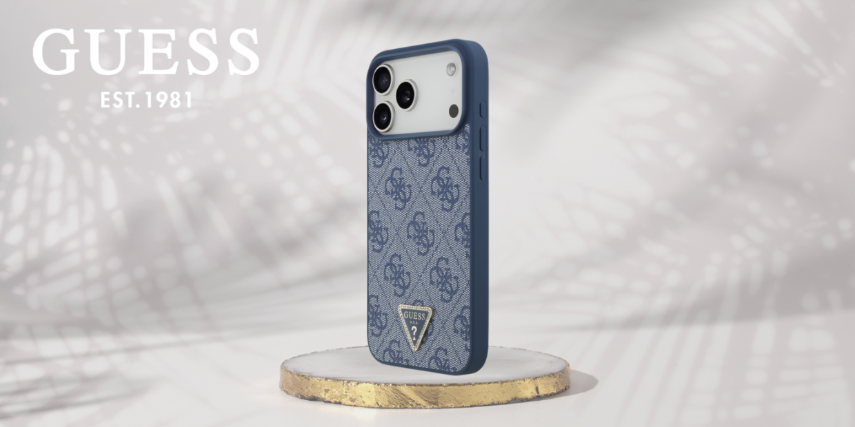 Carcasa Guess 4G Triangle Strass cu MagSafe compatibila cu iPhone 17 Pro Max, Albastru 1 Lerato.ro