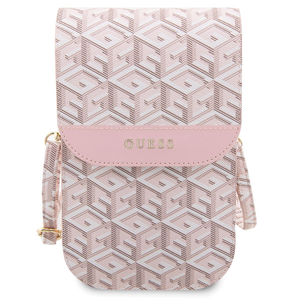 Geanta universala Guess GCube Stripe, 19 x 11.5 x 2 cm, 6 compartimente, Roz 1 Lerato.ro